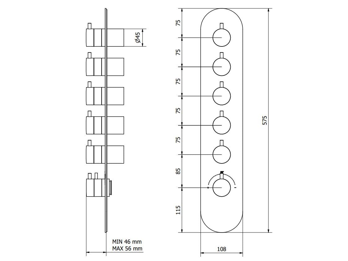 Термостатический смеситель для душа с 6 отверстиями IB Aqua ARCH-00142178 - Вид №8
