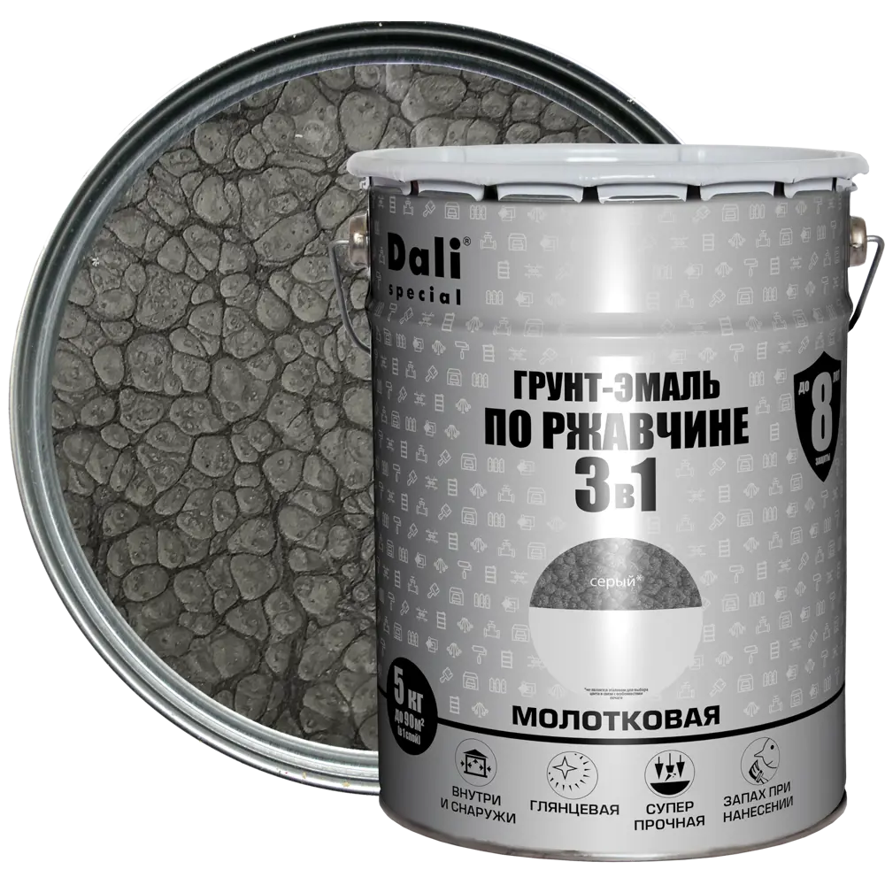 Грунт-эмаль Dali Special 3в1 молотковая для металла с защитой от ржавчины 84584240 STLM-0052324