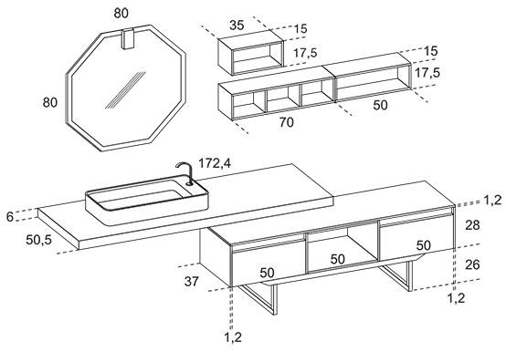 RAB Arredobagno Лаковая тумба под умывальник с ящиками Soul wood 27 - Вид №5