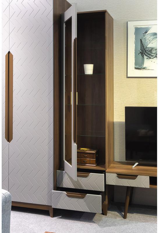 2779 Шкаф витрина Сканди Грей R-HOME 4009260H_Грей - Вид №2