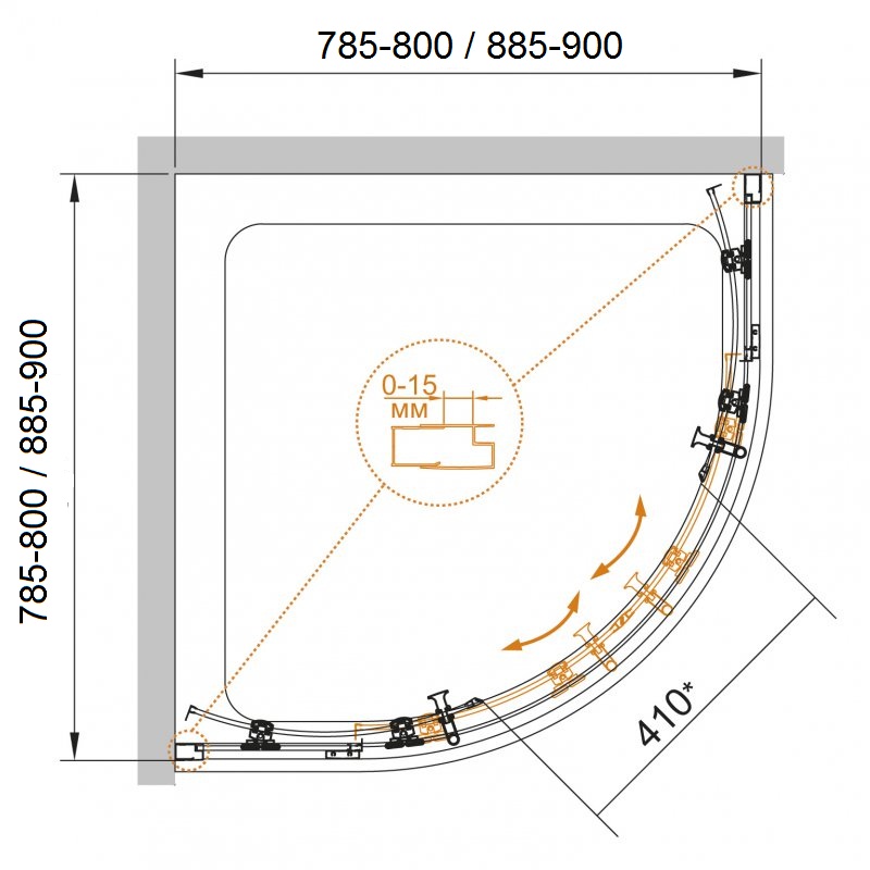 Душевой уголок CEZARES ECO-O-R-2-90-C-Cr - Вид №9