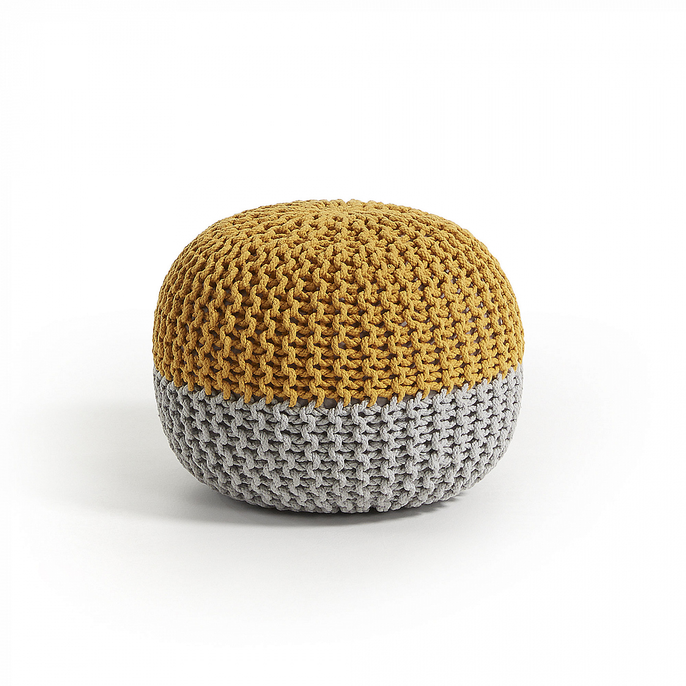 053783 Пуф Arieh из хлопка круглый серо-горчичный La Forma Arnot  - Вид №1