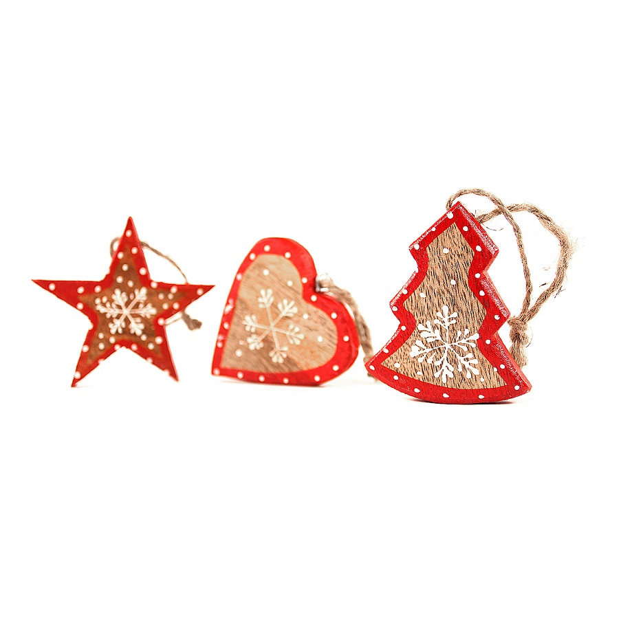 en_ny0007 Украшения подвесные stars/trees/hearts, деревянные, в подарочной коробке, 12 шт. EnjoyMe  - Вид №3