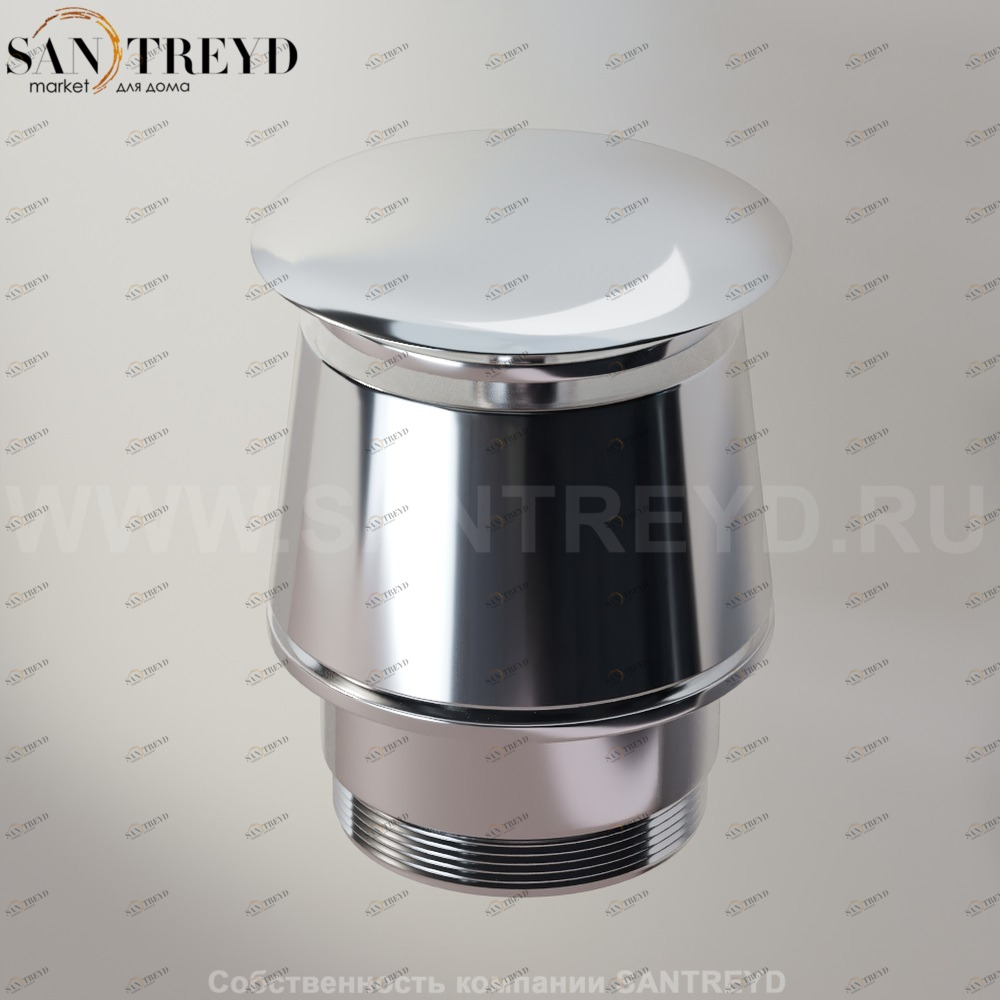 Agape  Донный клапан с хромированной крышкой с кольцом 30 мм для раковин или биде без переливного отверстия MET0346RS Ricambi