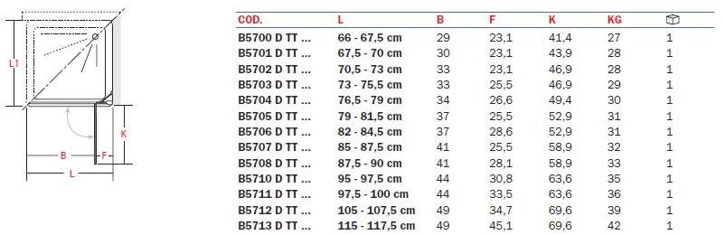 INDA® Прямоугольная душевая кабина из стекла с распашной дверцей Claire design B570…s/d-b575…0 - Вид №3