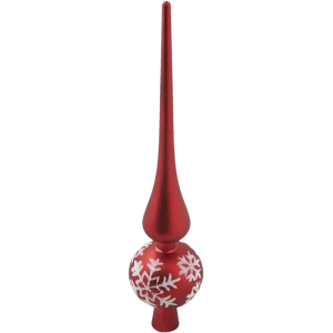 Верхушка на елку Christmas Красная со снежинками h32 см