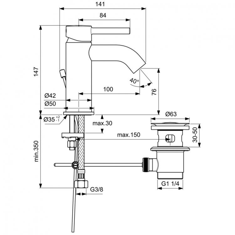 BC192AA Смеситель для раковины Ideal Standard CERALINE - Вид №6