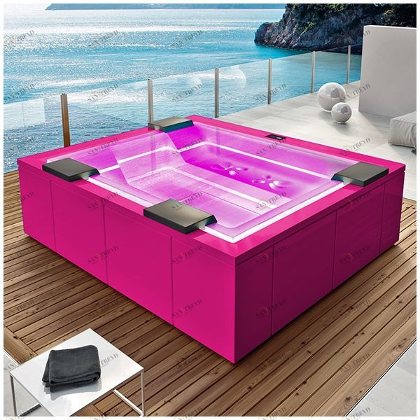 Бассейн Gruppo Treesse Zen PRO-V202P-R прямоугольный spa с гидромассажем аэромассажем хромотерапией встроенный розовый PROV202PR