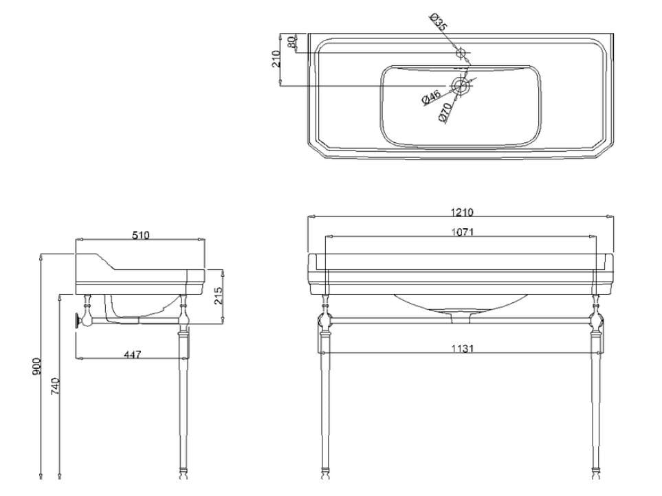 Умывальник с консольным окном с держателем для полотенец Burlington Эдвардианская ARCH-00100651 - Вид №8