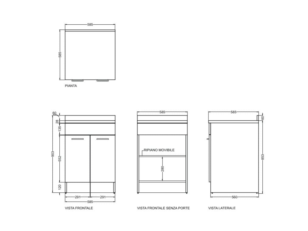 Шкаф для белья из ДСП с распашными дверцами COLAVENE Complementi Lavanderia ARCH-00068579 - Вид №2