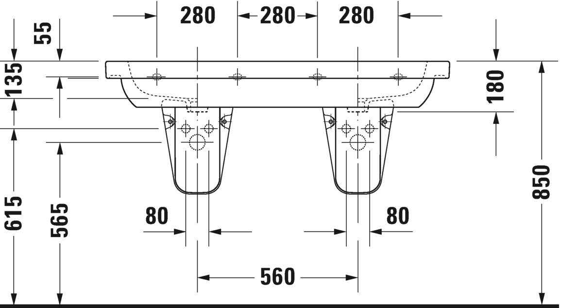 03481200002 Подвесная раковина настенная овальная Duravit D-Code - Вид №3