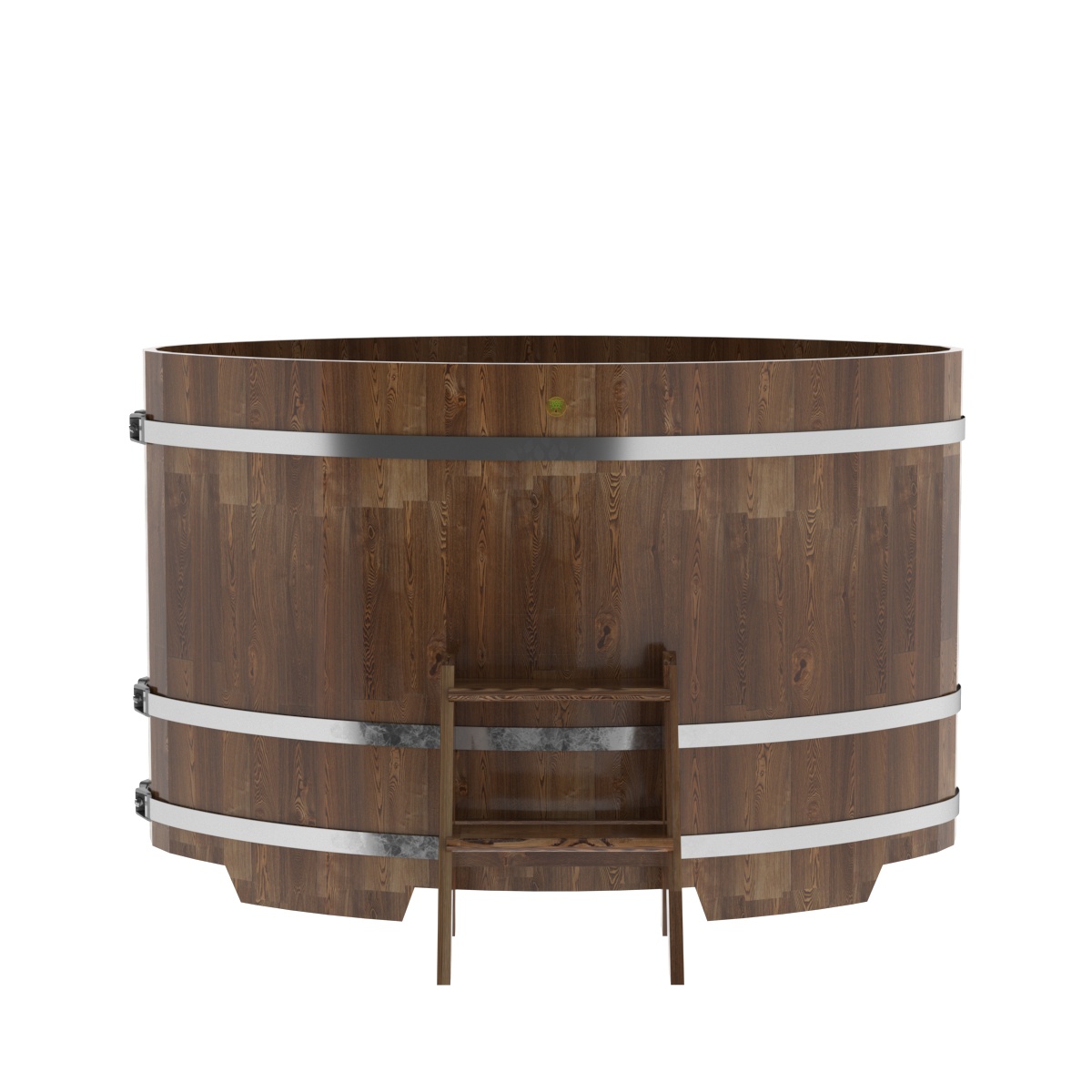 1531 Купель овальная из сращенных ламелей лиственницы 1,02х1,68х1,1 морёная Alyarus  - Вид №3