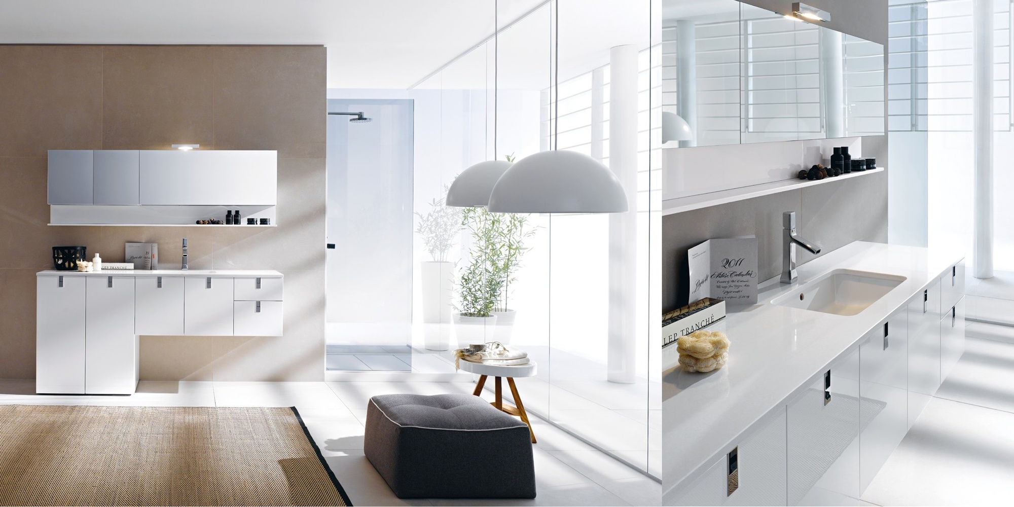Комбинация ванной комнаты FLY128 в отделке B05 Marmoresina Polare / 141 Bianco MILLDUE FLY - Вид №2