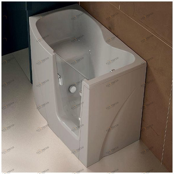 Ванна GRUPPO TREESSE GEN-Y V3411-SX-SE угловая сидячая с дверью левосторонняя серая VTLV3411SXSE