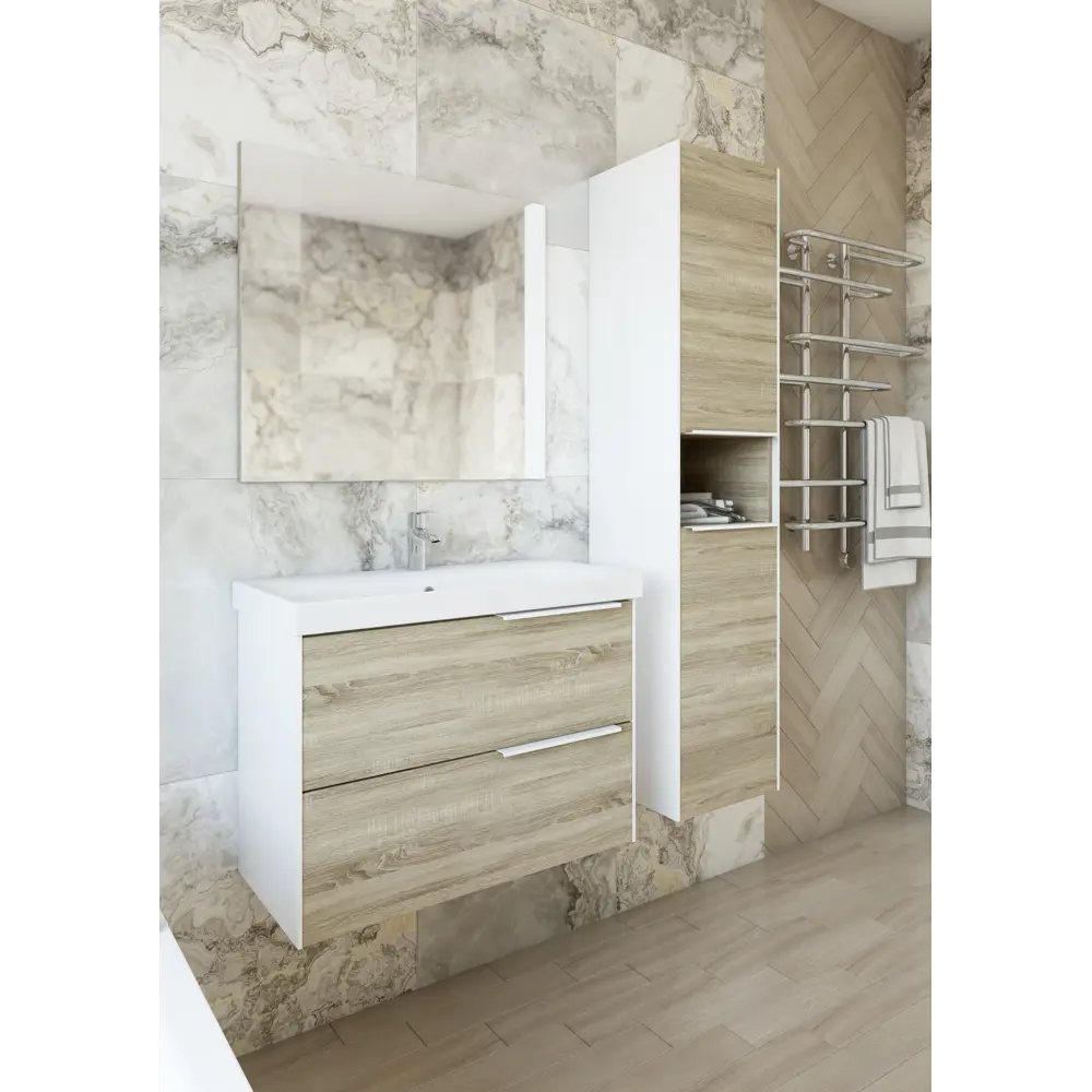 Тумба под раковину подвесная Sanflor Барселона 80 см цвет дуб сонома STLM-2112208 - Вид №4