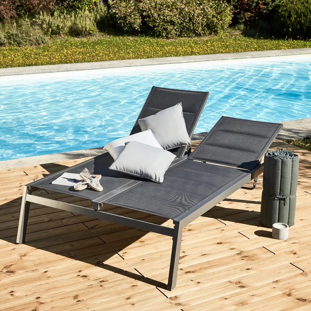 Шезлонг Naterial Isboa 128x43x203 см алюминий/полиэстер серый STLM-2043302 - Вид №10