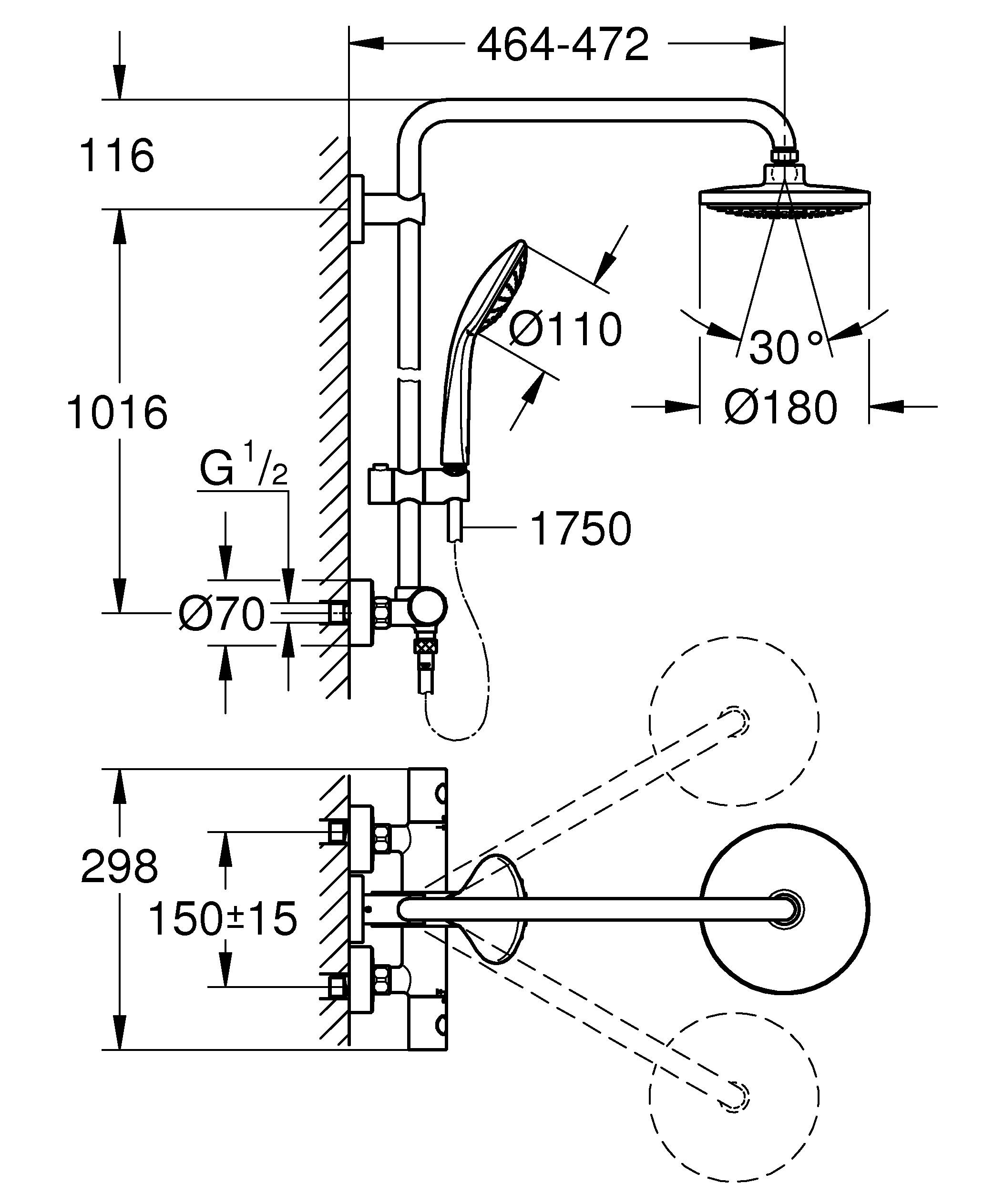 26493000 Душевая система Grohe Euphoria хром - Вид №1