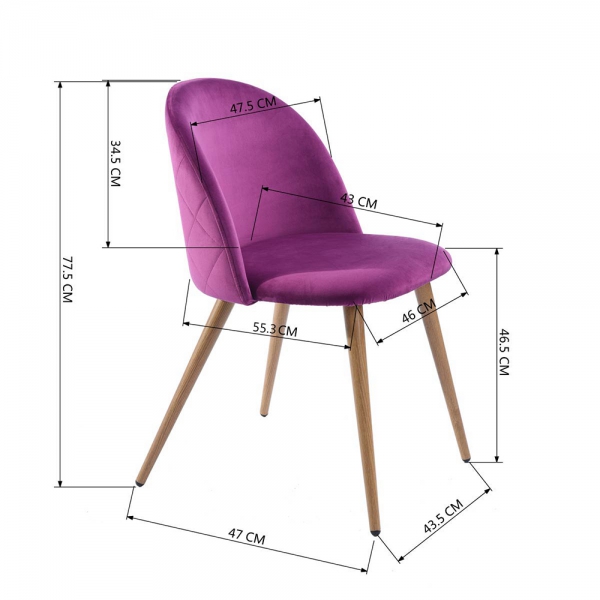 Стул с мягкой обивкой лиловый с ромбами "Лион" STOOL GROUP ДИЗАЙНЕРСКИЕ 00-3881976 Фиолетовый  - Вид №6