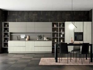 Febal Casa Лакированная линейная кухня со встроенными ручками