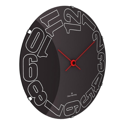 Настенные часы Vitri, Ø50 см, черные, W500DG20BB Oliver Hemming  - Вид №1