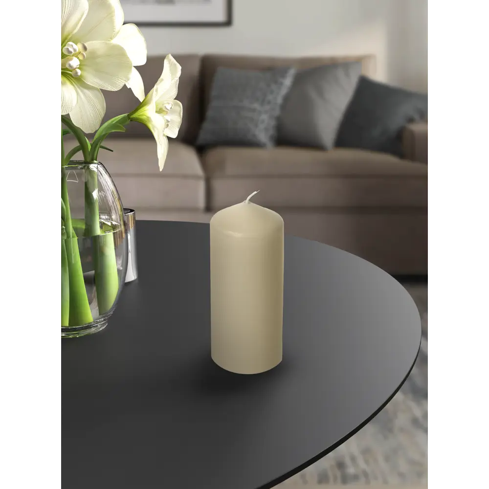 89369096 Свеча столбик бежевая 12 см STLM-0832140 Santreyd  - Вид №2