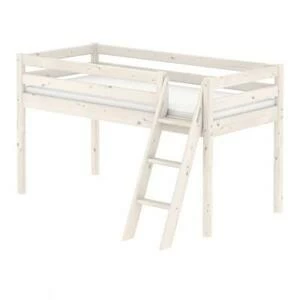 Кровать Flexa Classic с наклонной лестницей, белая, 200 см