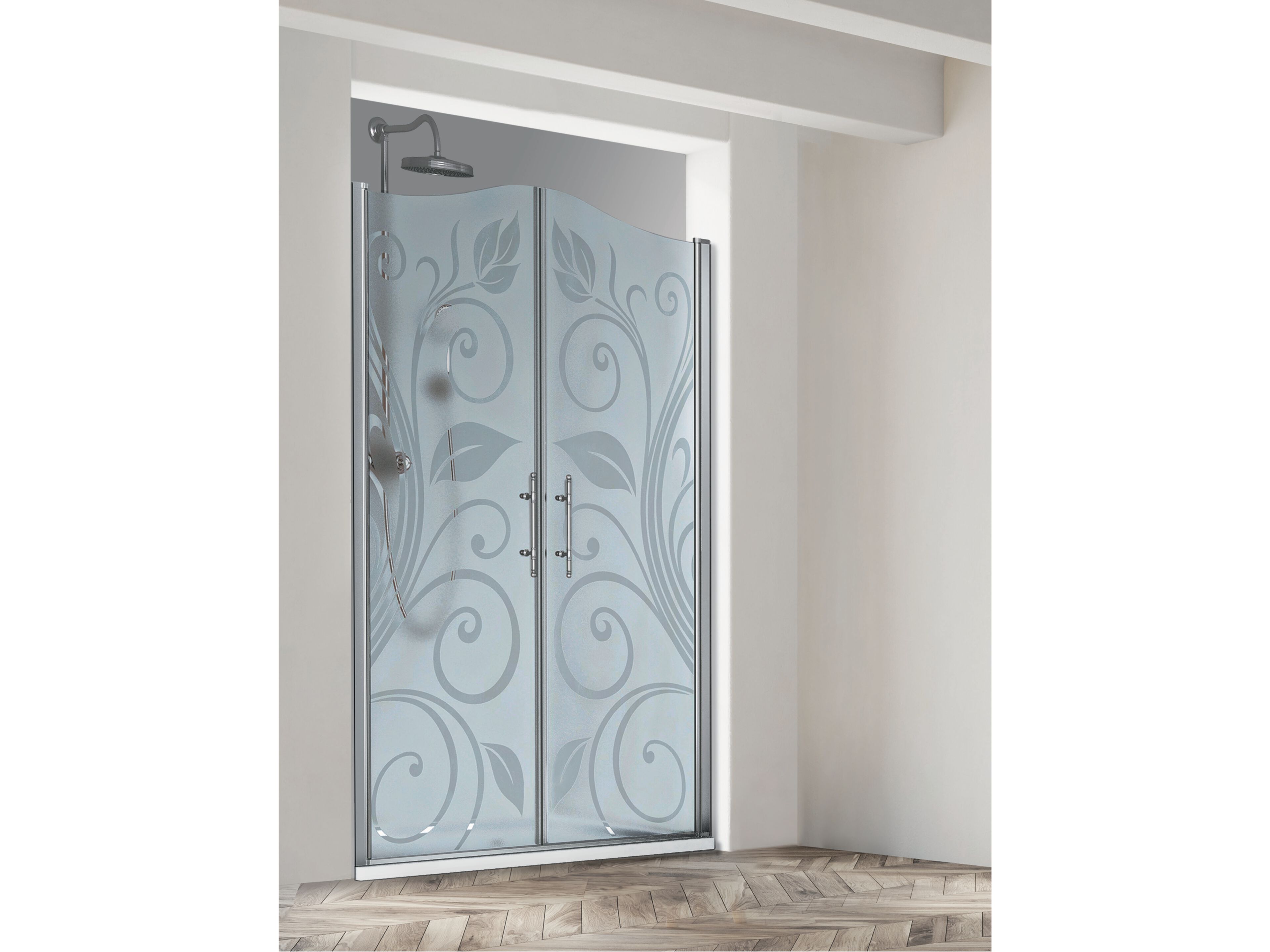 Хрустальная ниша душевая кабина с распашной дверью Metidea декор ARCH-00053048 - Вид №1