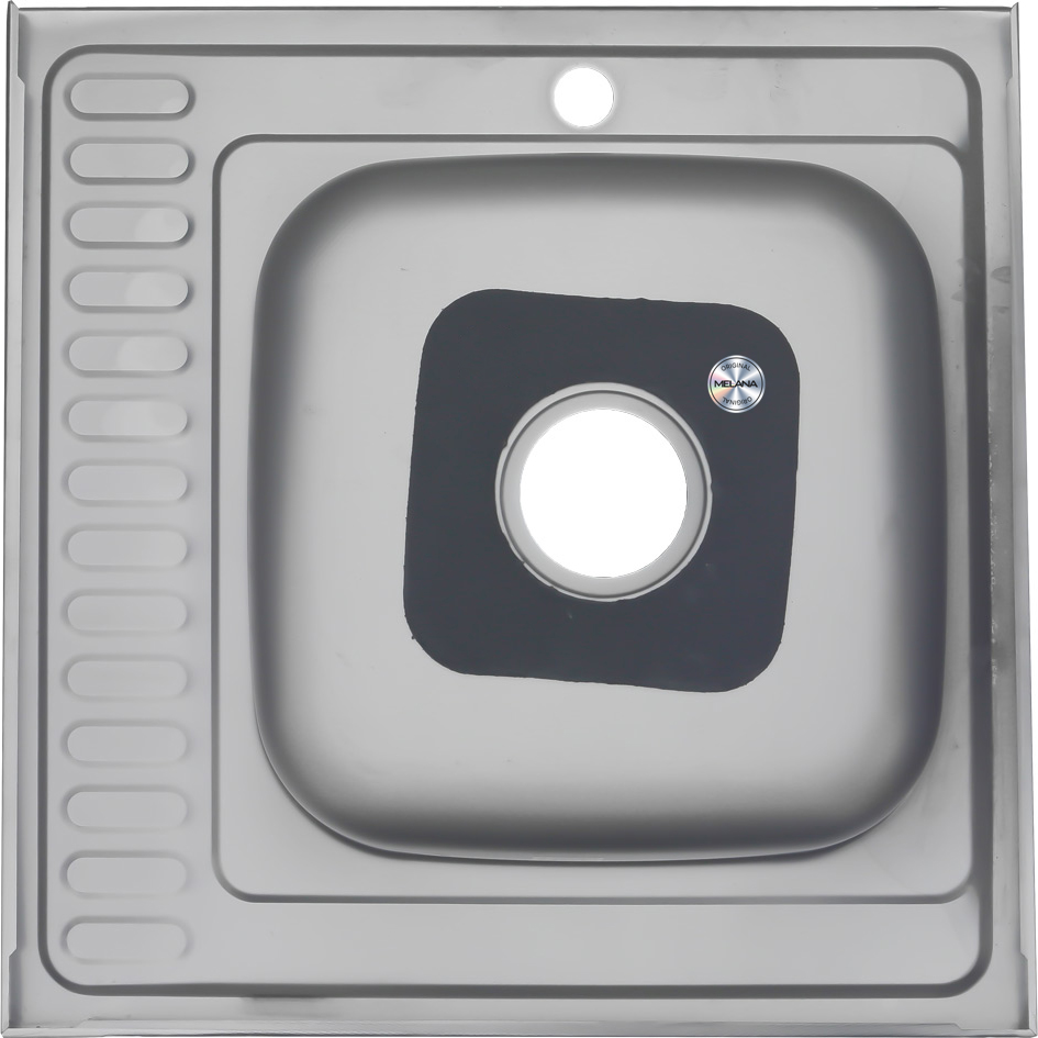 Мойка 6060 L MELANA 0,8/180 ДЕКОР накладная прямоугольная с сифоном (097D t L *10) 097D t L (*10) - Вид №2