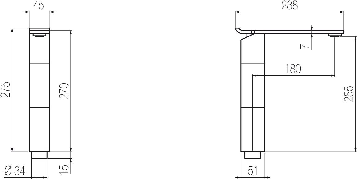 Radomonte Смеситель для раковины, однорычажный, настольный, из нержавеющей стали Okami Okm3 - Вид №4