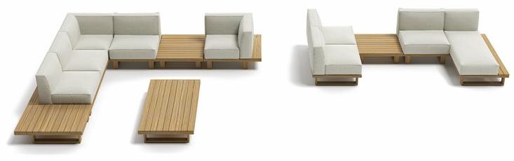 Atmosphera 3-местный садовый диван из тика и ткани 9.zero 9.0.m3.mc - Вид №1