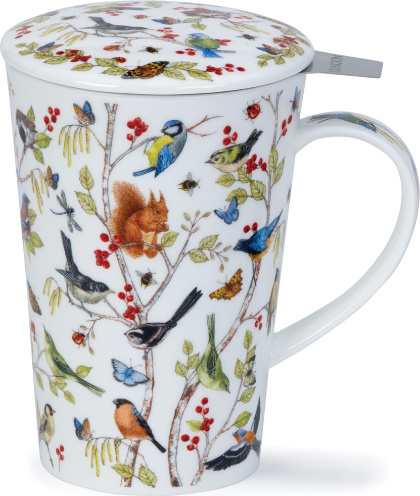 10643502 Dunoon Кружка с ситечком и крышкой Dunoon "Шетлэнд.Тайный лес" 440мл Фарфор костяной 