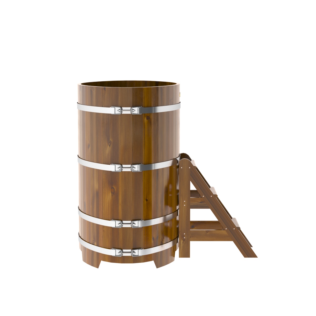 2269 Купель овальная из лиственницы Рустик 0,80х1,42х1,4 морёная Alyarus  - Вид №3