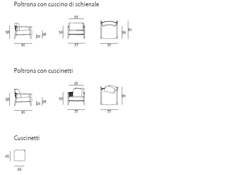 Тканевое кресло с подлокотниками Living Divani Касуми ARCH-00123849 - Вид №8