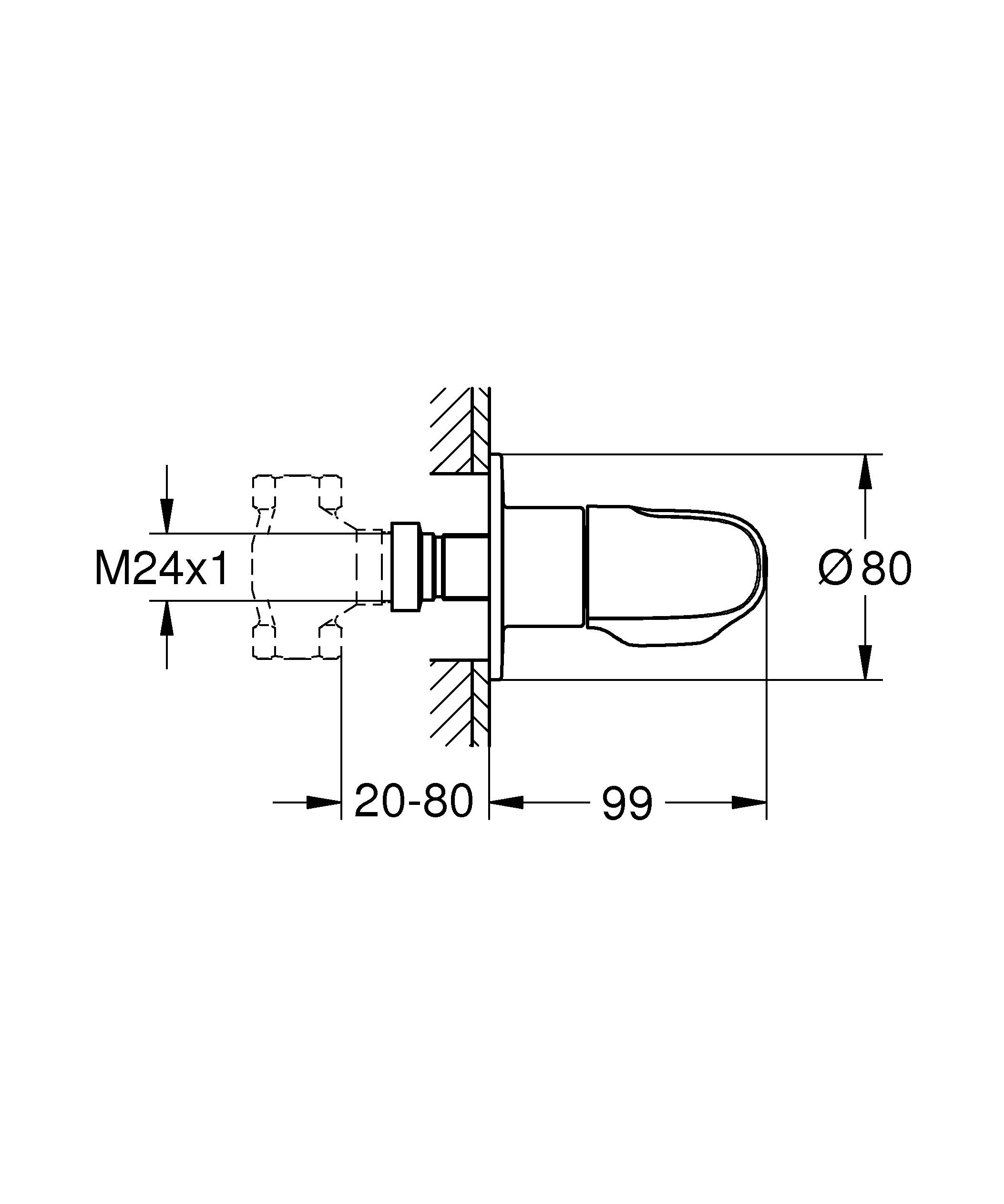 19981000 Вентиль Grohe Grohtherm 1000 New хром - Вид №1