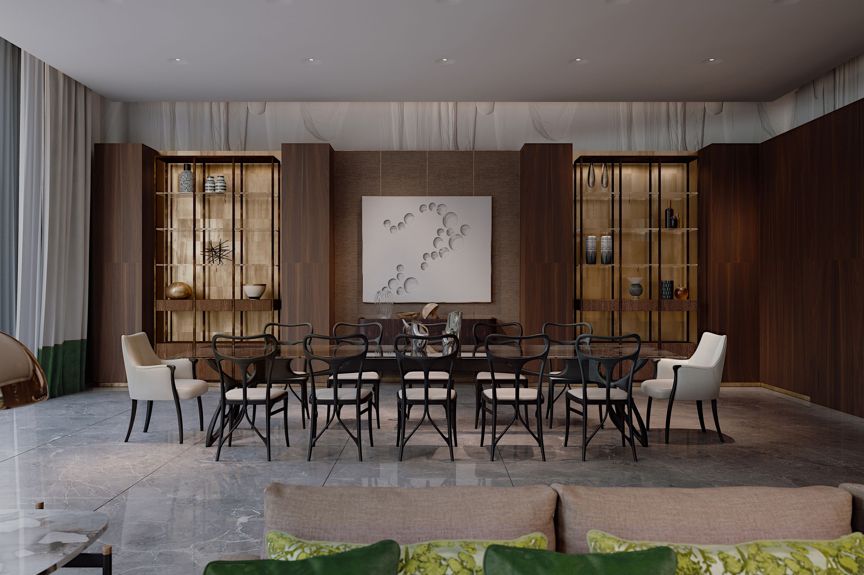 Мягкий стул из ткани и кожи с подлокотниками Bellotti Ezio ARCH-00023516 - Вид №2