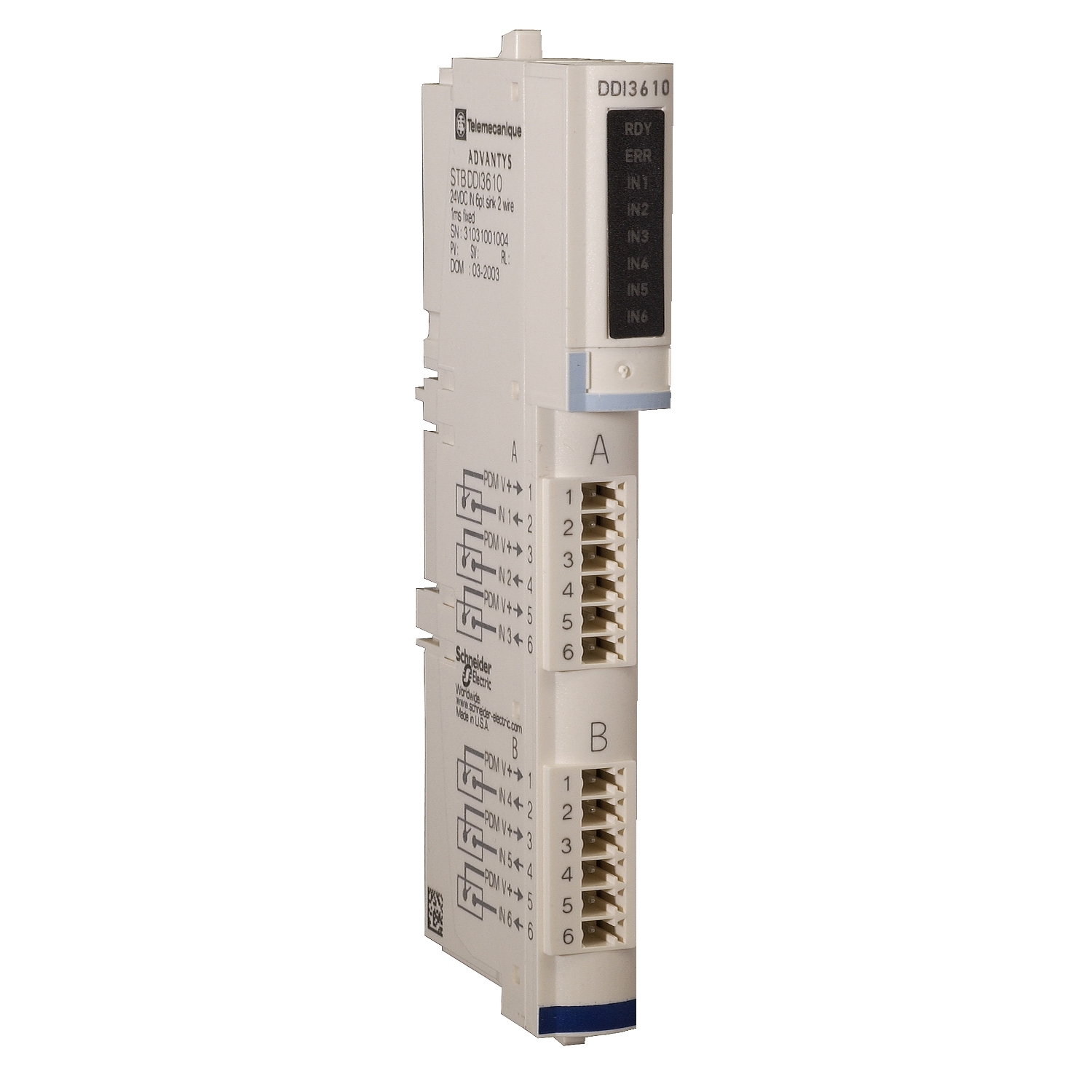STBDDI3610K БЛОК ДИСКР. ВХ. =24В, 6 КАН, SINK, КОМПЛ Schneider Electric Промышленные ПЛК Modicon 