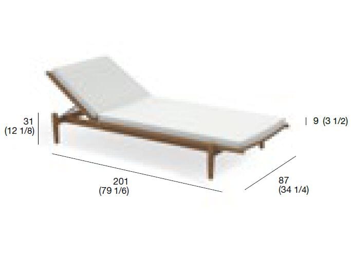 Садовая кровать с откидной спинкой из тикового дерева RODA Levante ARCH-00098221 - Вид №5