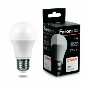 Лампа светодиодная Feron.PRO "Шар" E27 9W 2700K OSRAM LED LB-1009 38026 FERON  00-3956704 Матовый