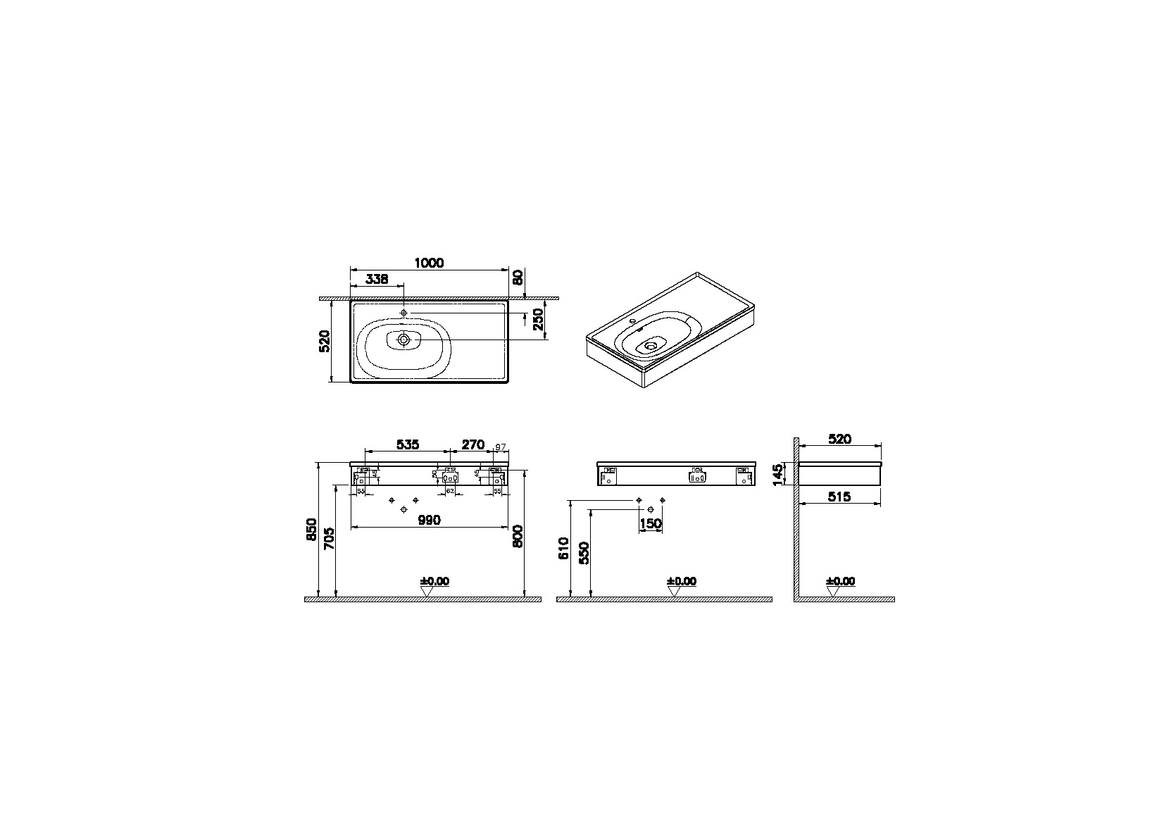 64086 Раковина Vitraglobal Equal - Вид №1