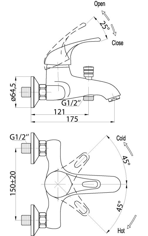 Смеситель для ванны и душа CORSO COR-VASM-CRM BELBAGNO  - Вид №1