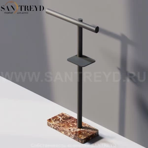 Agape DOT LINE Конструкция с функцией полотенцедержателя, держателя туалетной бумаги и мыльницы под темный дуб на подставке из коричневого мрамора ADTL0463.RWD