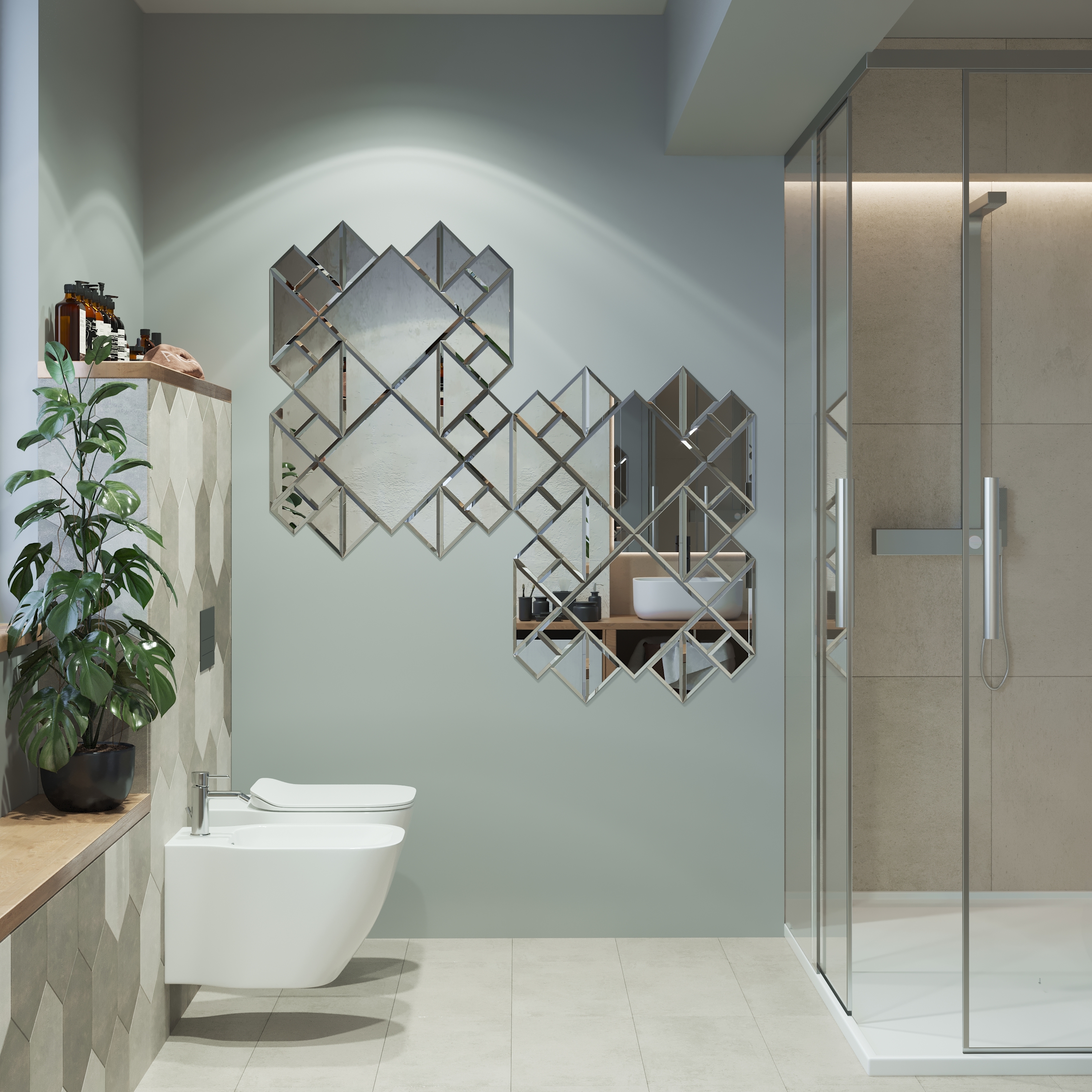 Зеркальная плитка SENSEA LM28 квадратная 20x20 см серебристая 82360912 STLM-0025409 - Вид №4