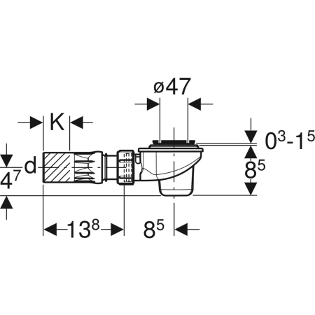 150.680.00.1 Сифон для душевых поддонов Geberit d52 Geberit  - Вид №3