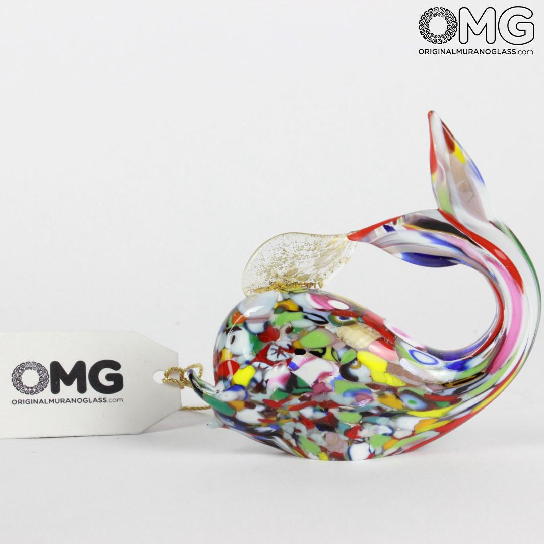 1521 ORIGINALMURANOGLASS Фигурка кита - муррины и золото - муранское стекло  см  - Вид №1
