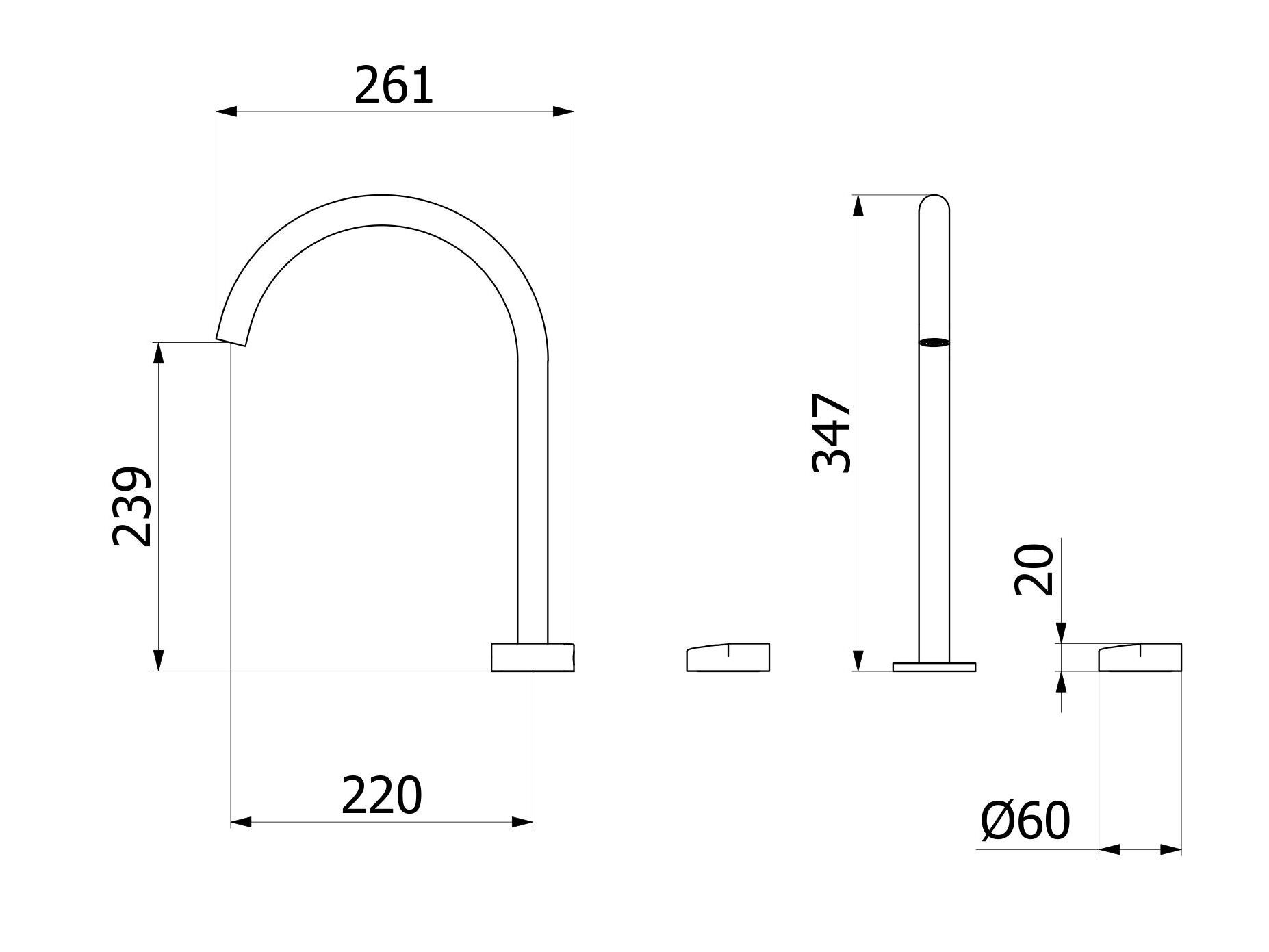 Смеситель для раковины с 3 отверстиями для пола с автоматическим сливом IB торт ARCH-00101621 - Вид №2