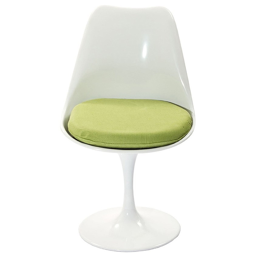 Стул пластиковый белый с зеленой подушкой Eero Saarinen Style Tulip Chair SOHO DESIGN ДИЗАЙНЕРСКИЕ, TULIP 131550 Белый;зеленый  - Вид №2