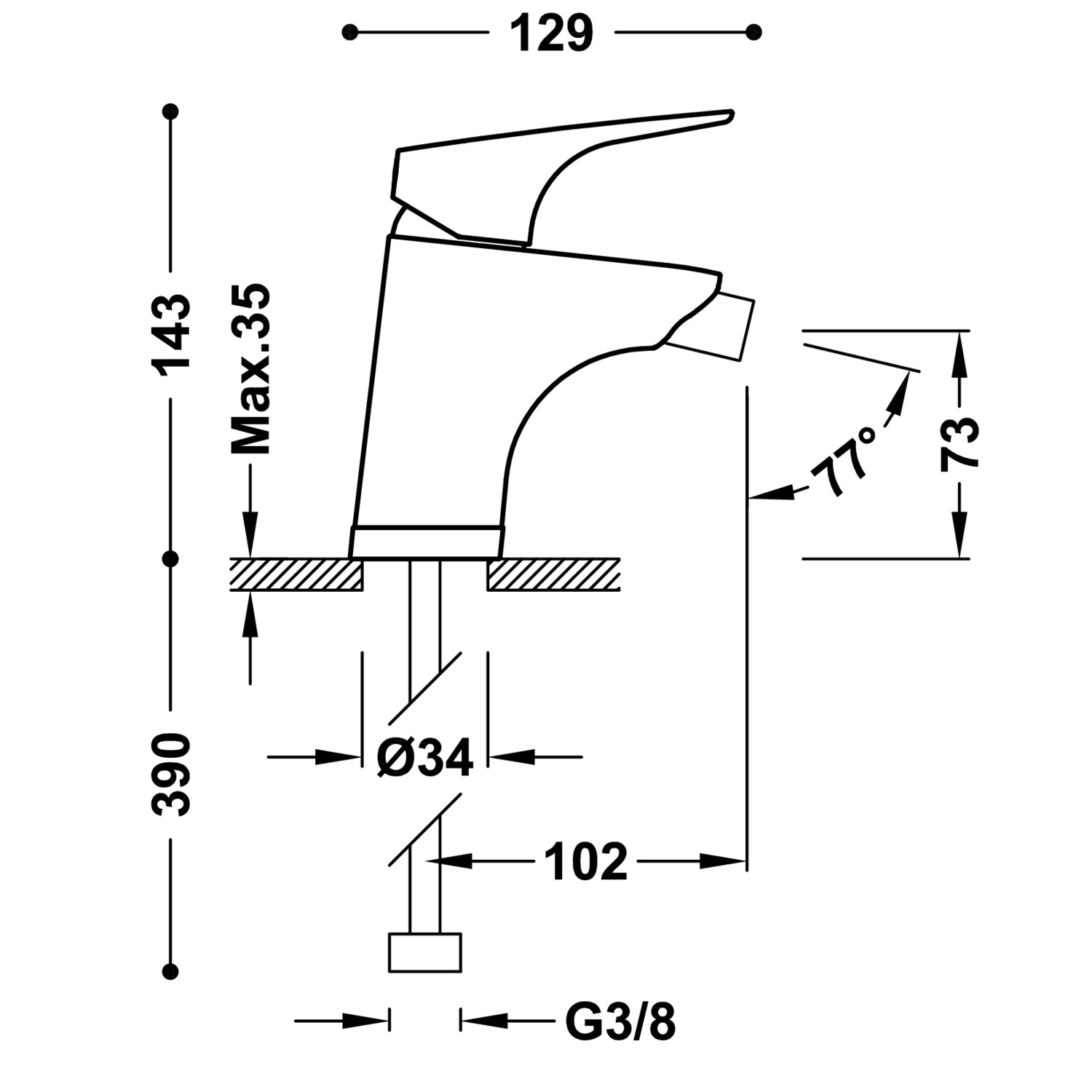 Смеситель для биде CANIGÓ PLUS с одной ручкой-21812001 TRES Canigo - Вид №1