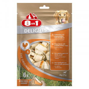 Т0056216 Лакомство для собак DELIGHTS S Косточки для мелких и средних пород 11см (6шт.уп) 8 in 1
