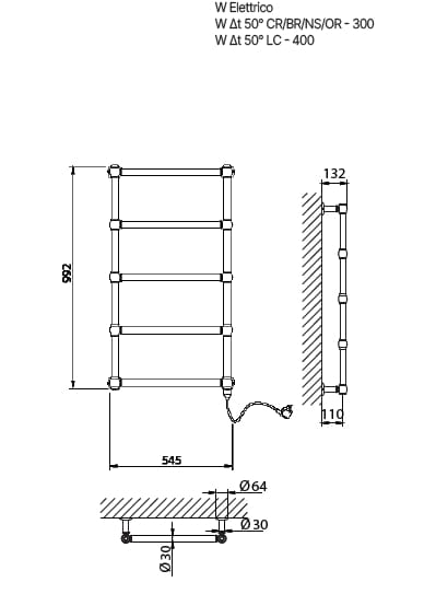 Настенный электрический / горячий водяной полотенцесушитель Gaia Mobili Complements ARCH-00106866 - Вид №3