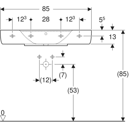 125185000 Накладная раковина Geberit Renova Plan с полкой Geberit  - Вид №9